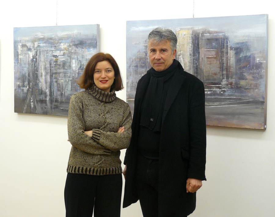 Riccardo Luchini con Arianna Sartori il 30 gennaio 2010 all'inaugurazione della personale 